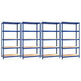 VidaXL Lagerregal 5-lagig 4 Stk. Stahl verarbeitetes Holz blau