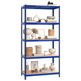 VidaXL Lagerregal 5-lagig 4 Stk. Stahl verarbeitetes Holz blau