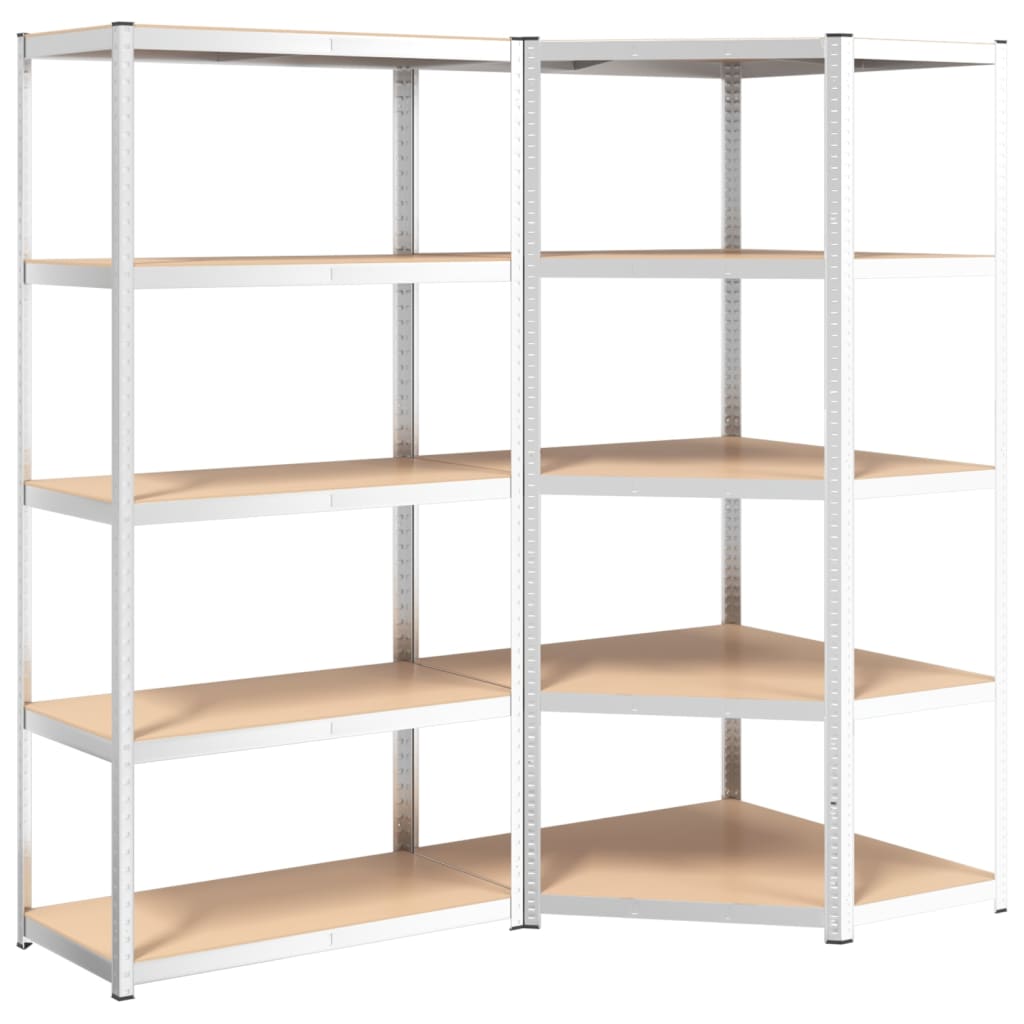 VidaXL Lagerregal 5-lagig 2 Stk. Stahl und Holzwerkstoff silberfarben