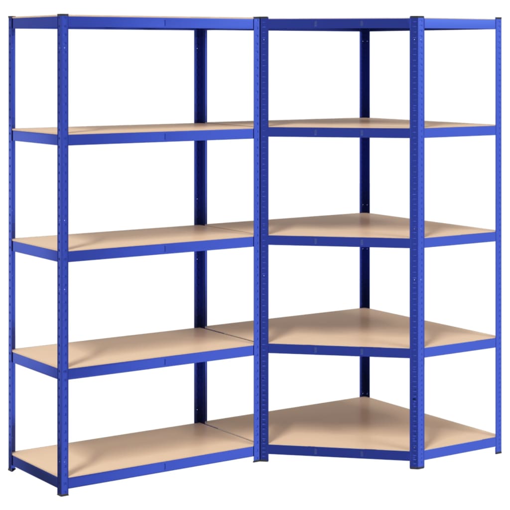 VidaXL Lagerregal 5-lagig 2 Stk. Stahl verarbeitetes Holz blau