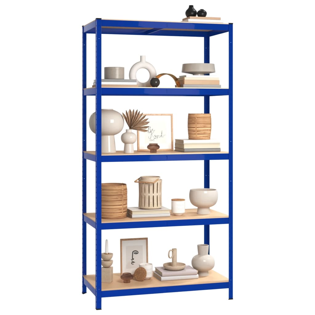 VidaXL Lagerregal 5-lagig 4 Stk. Stahl verarbeitetes Holz blau
