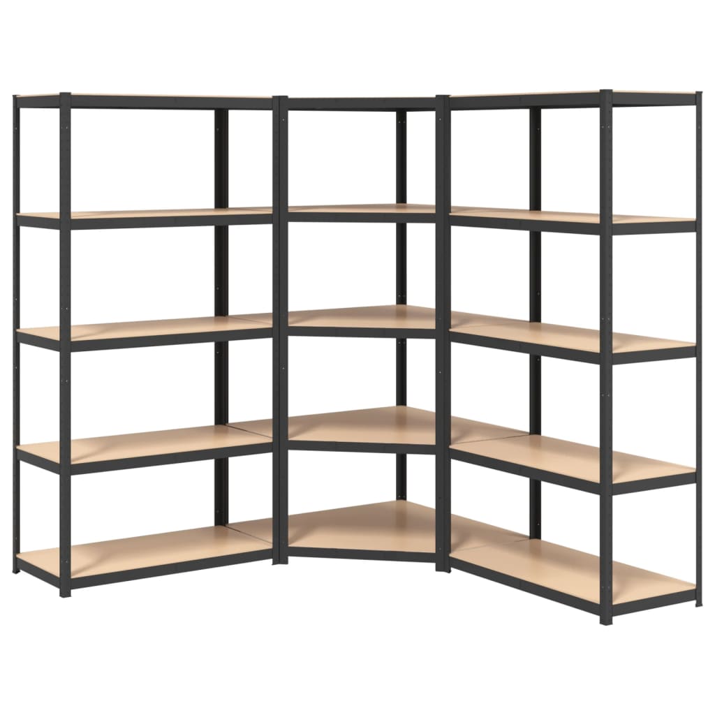 VidaXL Lagerregale 5-lagig 3 Stück Stahl verarbeitetes Holz Anthrazitfarbe