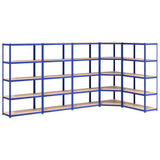 VidaXL Lagerregal 5-lagig 5 Stk. Stahl verarbeitetes Holz blau