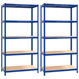 VidaXL Lagerregal 5-lagig 2 Stk. Stahl verarbeitetes Holz blau