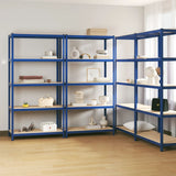 VidaXL Lagerregal 5-lagig 4 Stk. Stahl verarbeitetes Holz blau