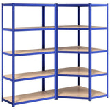 VidaXL Lagerregal 5-lagig 2 Stk. Stahl verarbeitetes Holz blau