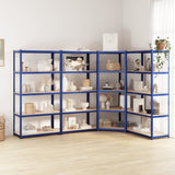 VidaXL Lagerregal 5-lagig 4 Stk. Stahl verarbeitetes Holz blau