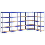 VidaXL Lagerregal 5-lagig 5 Stk. Stahl verarbeitetes Holz blau