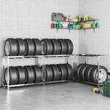 Vidaxl Tire Racks 2-skikt 3 st 110x40x110 cm stål silverfärgad