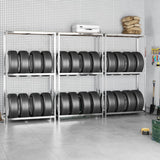 Vidaxl Tire Racks 2-lags 3 PCS 110x40x180 cm stål sølvfarget