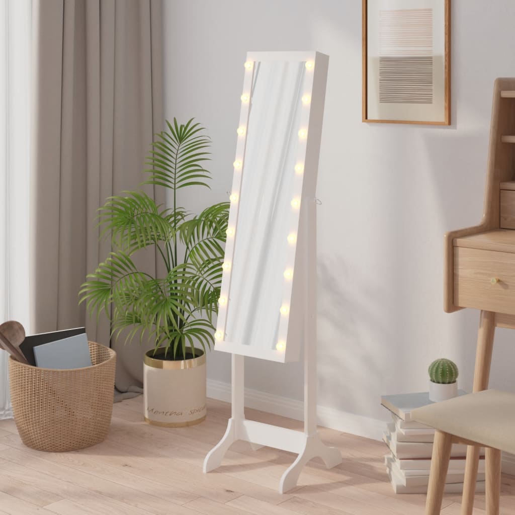 Vidaxl Spigel enttäuscht mat LED 34x37x146 cm wäiss