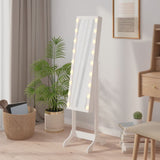 Vidaxx Spiegel freistehend mit LEDs 34x37x146 cm weiß