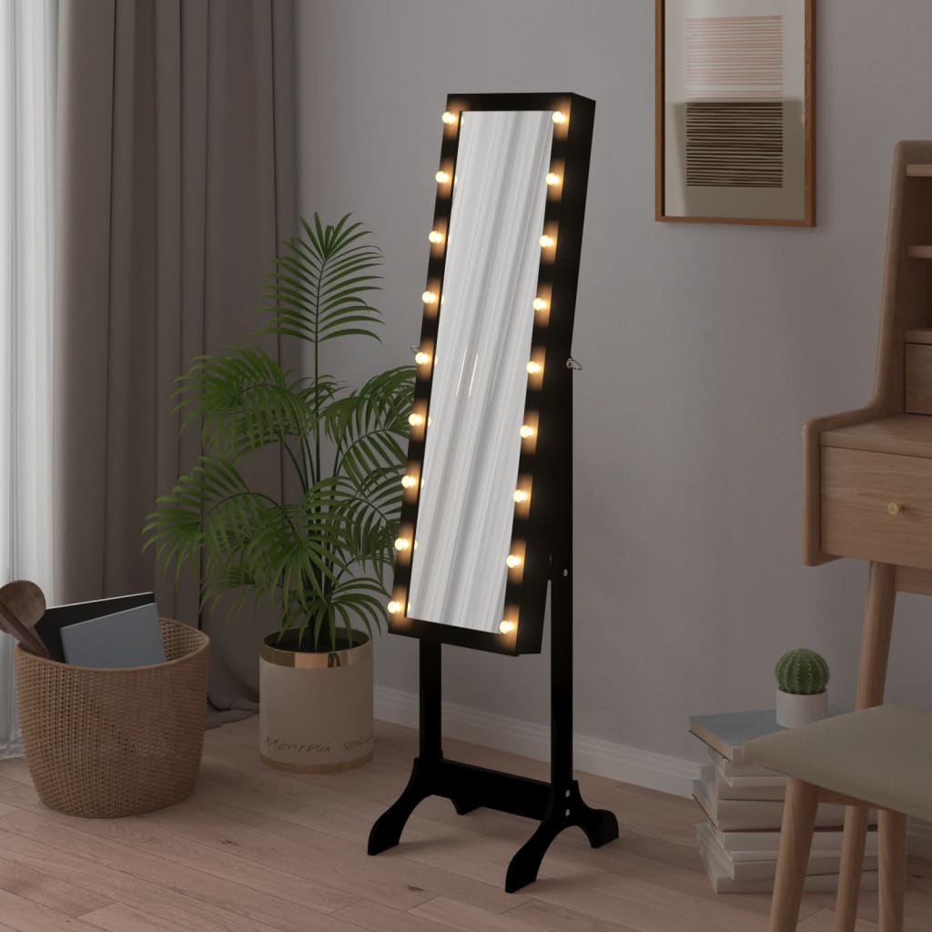 Vidaxx freistehender Spiegel mit LEDs 34x37x146 cm schwarz