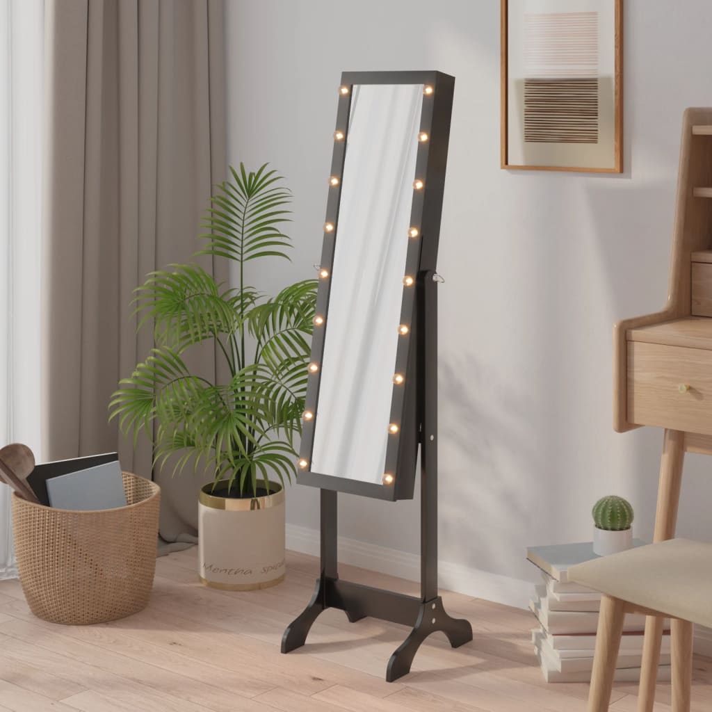 Miroir Vidaxl détaché avec les LED 34x37x146 cm noir