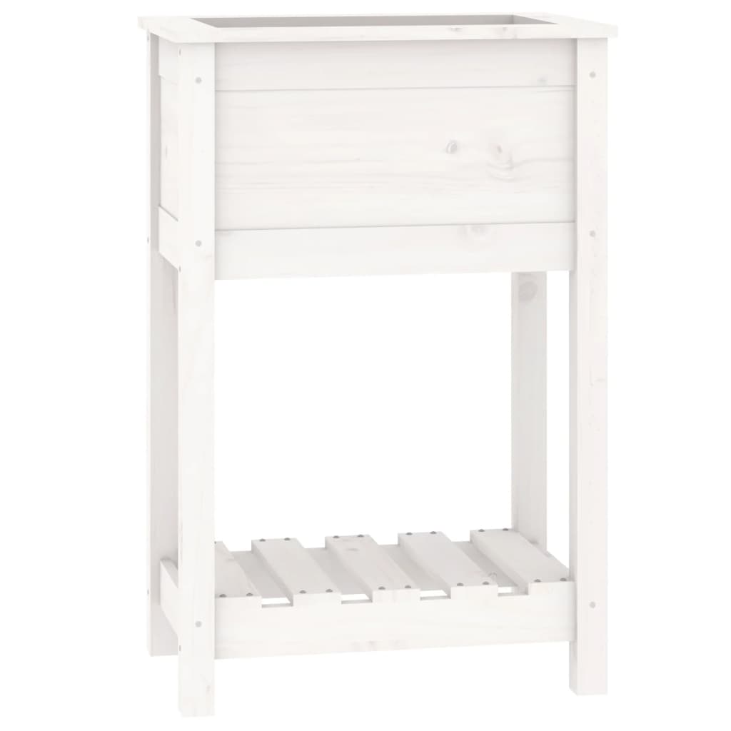 Planteur vidaxl avec étagère 54x34.5x81 cm en pin massif blanc