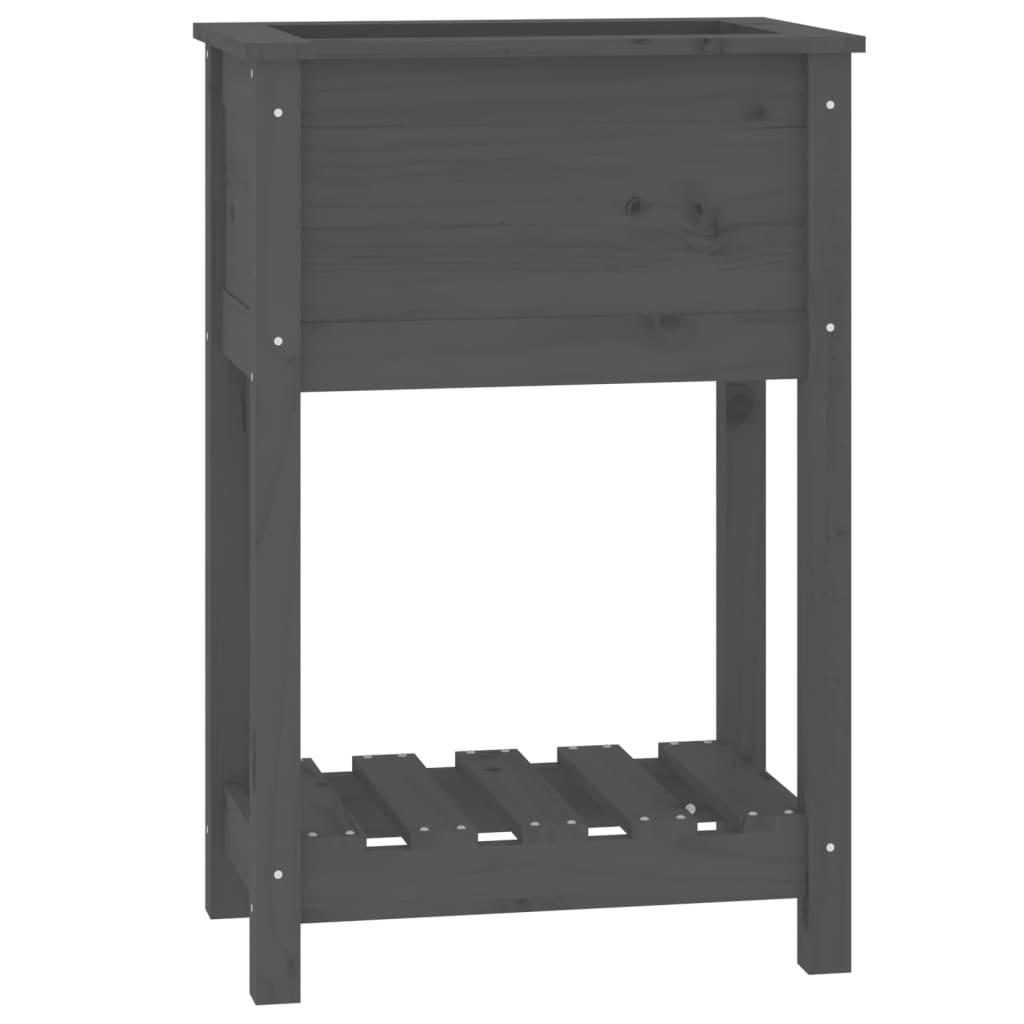Vidaxx Pflanzgefäß mit Ablage 54x34,5x81 cm massives Kiefernholz grau