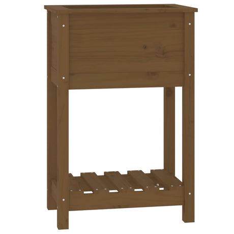 Vidaxx Pflanzgefäß mit Ablage 54x34,5x81 cm Kiefernholz honigbraun