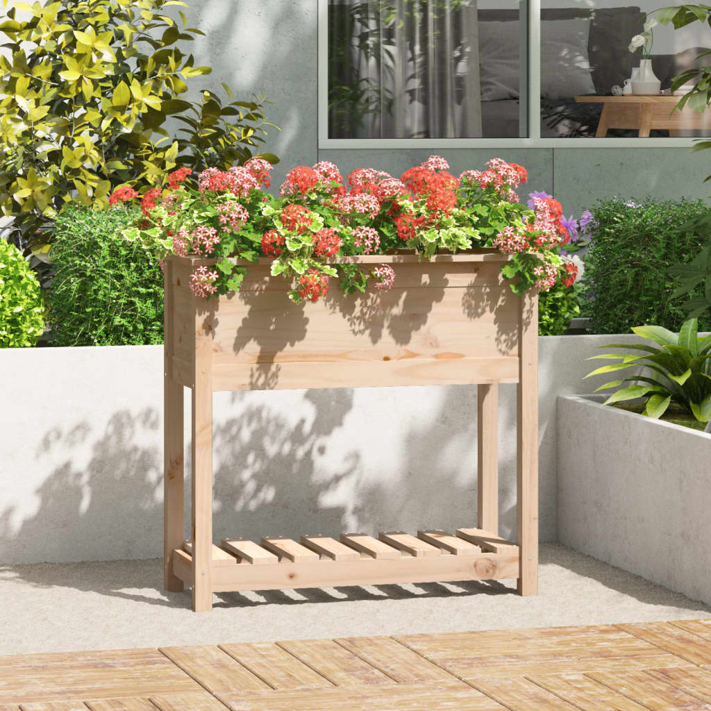 VidaXL Pflanzgefäß mit Ablage 82,5x34,5x81 cm massives Kiefernholz