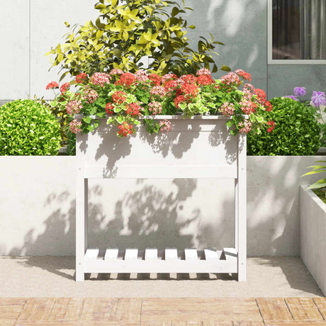 Vidaxx Pflanzgefäß mit Ablage 82,5x34,5x81 cm massives Kiefernholz weiß