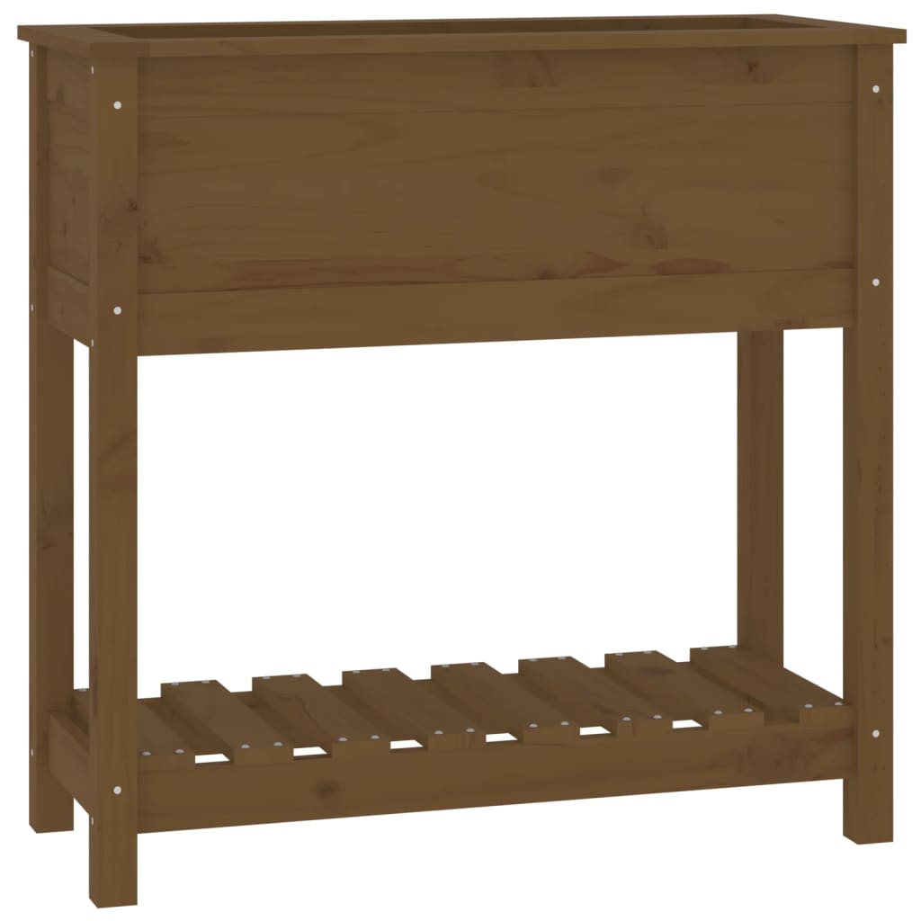 Vidaxx Pflanzgefäß mit Ablage 82,5x34,5x81 cm Kiefernholz honigbraun