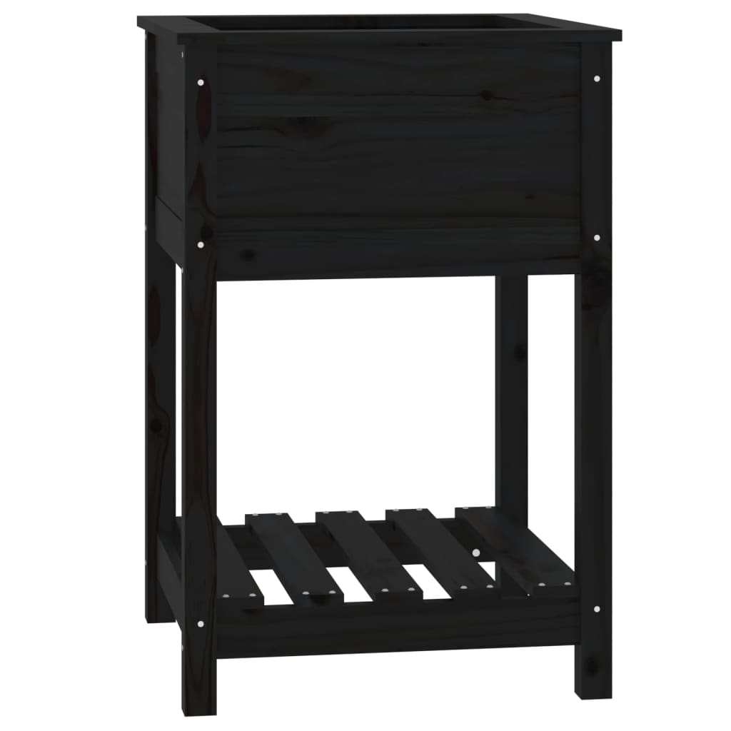 Vidaxx Pflanzgefäß mit Ablage 54x54x81 cm massives Kiefernholz schwarz