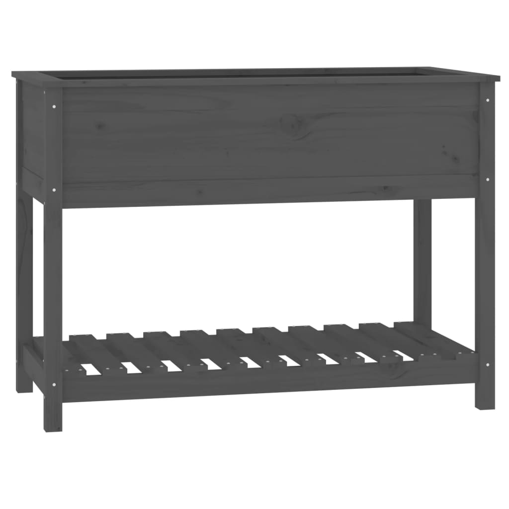 Vidaxx Pflanzgefäß mit Ablage 111,5x54x81 cm massives Kiefernholz grau
