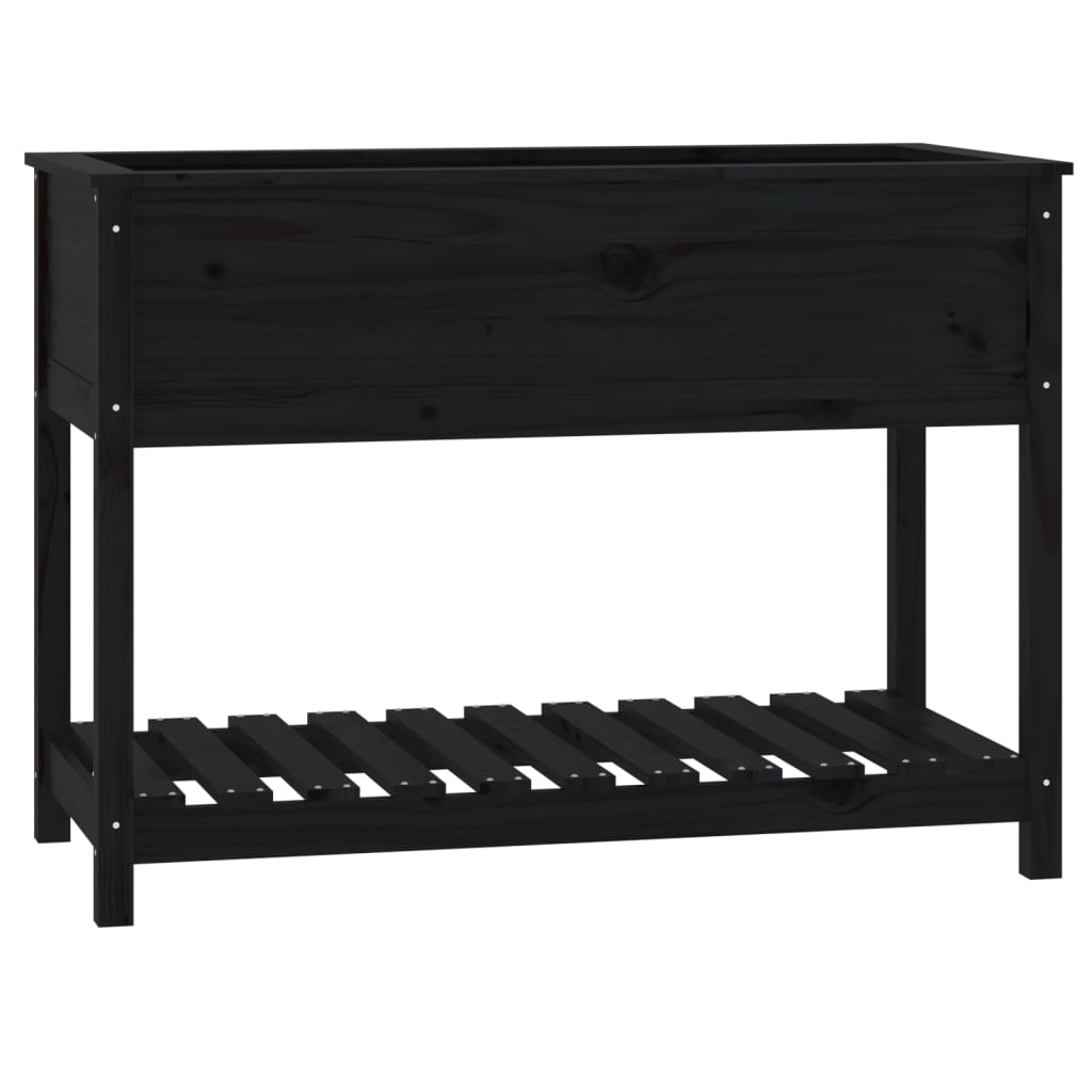 Vidaxx Pflanzgefäß mit Ablage 111,5x54x81 cm massives Kiefernholz schwarz