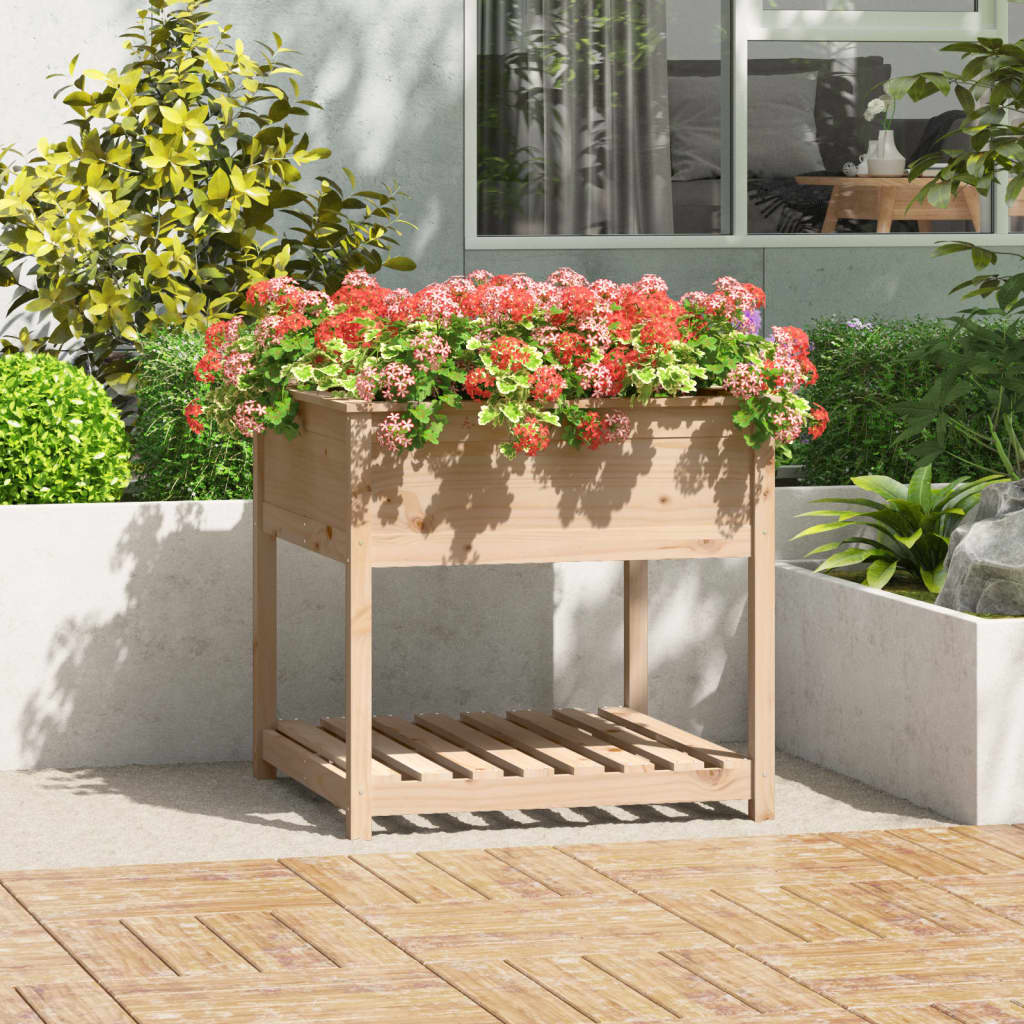 VidaXL Planter with shelf 82.5x82.5x81 cm solid pine