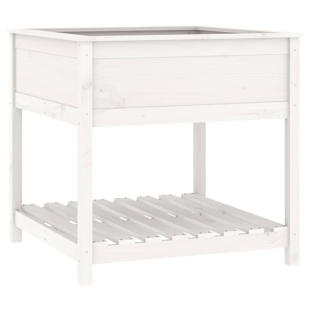 VidaXL Planter with shelf 82.5x82.5x81 cm Solid pine white white