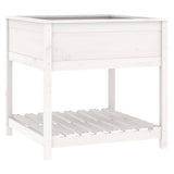 VidaXL Planter with shelf 82.5x82.5x81 cm Solid pine white white