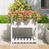 VidaXL Planter with shelf 82.5x82.5x81 cm Solid pine white white