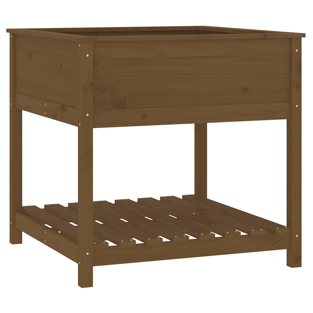 Vidaxx Pflanzgefäß mit Ablage 82,5x82,5x81 cm Kiefernholz honigbraun