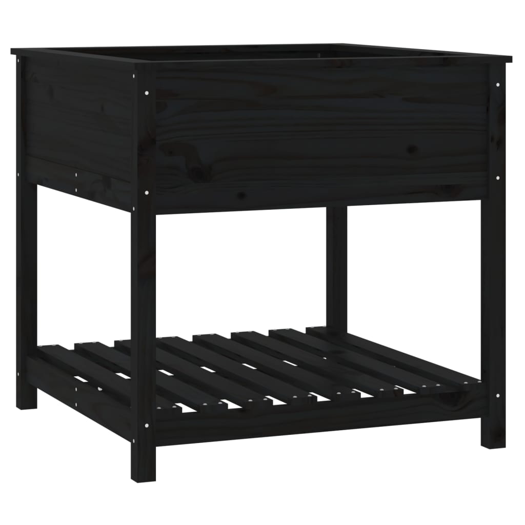 Vidaxx Pflanzgefäß mit Ablage 82,5x82,5x81 cm massives Kiefernholz schwarz