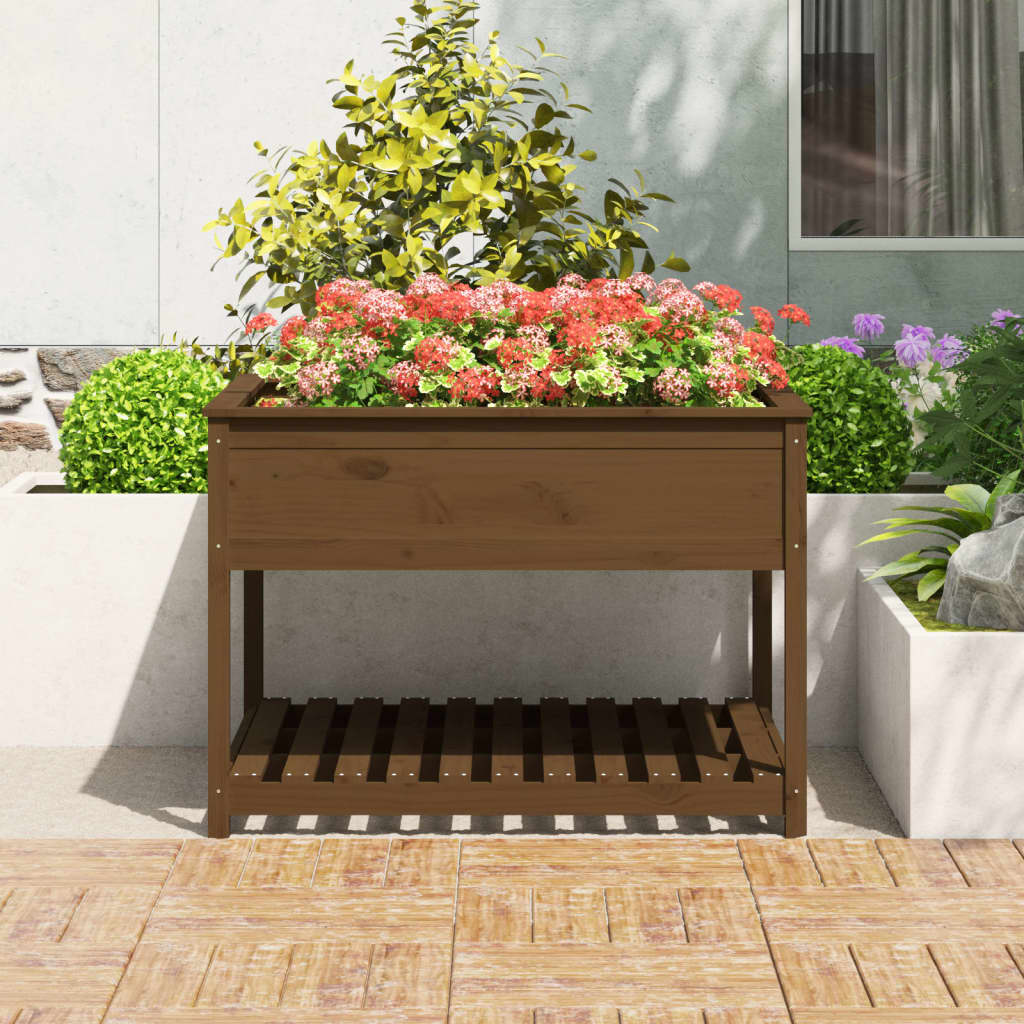 Vidaxl Planter med hyllan 111.5x111.5x81 cm tall honungbrun