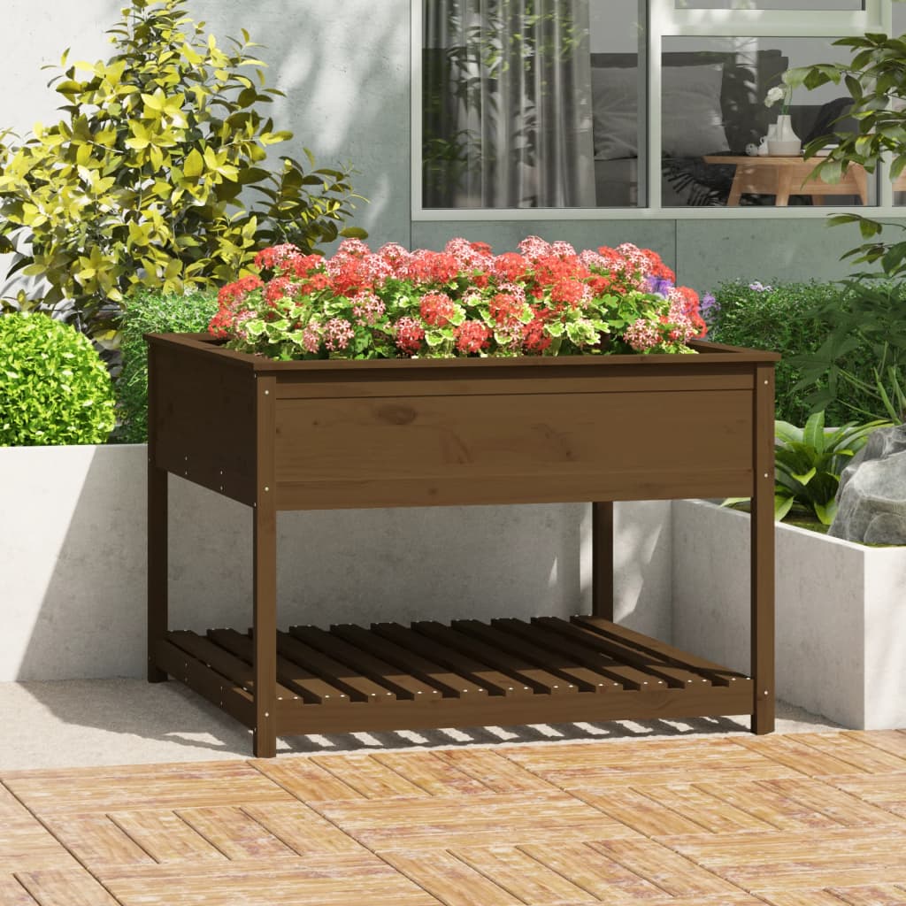 Vidaxl Planter med hyllan 111.5x111.5x81 cm tall honungbrun