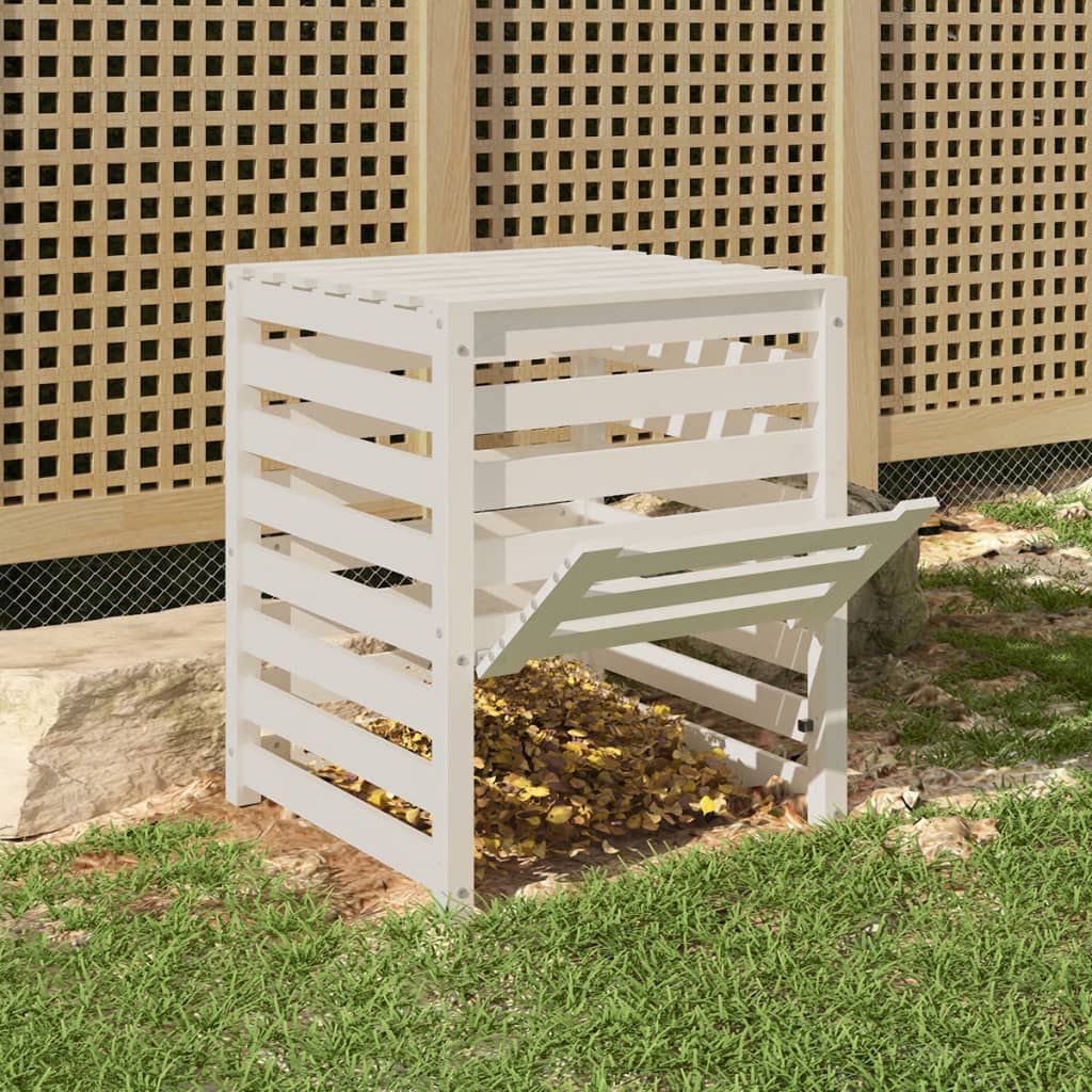 Vidaxx Kompostbehälter 63,5x63,5x77,5 cm massives Kiefernholz weiß