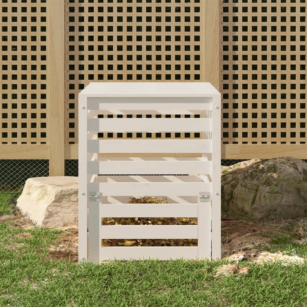 Vidaxx Kompostbehälter 63,5x63,5x77,5 cm massives Kiefernholz weiß