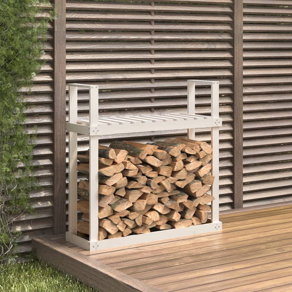 Vidaxx Kaminholzregal 110x35x108,5 cm massives Kiefernholz weiß