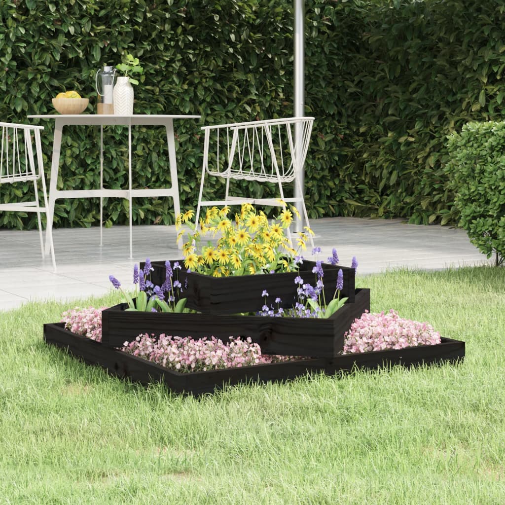 VidaXL Pflanzgefäß 83x83x27 cm massives Kiefernholz schwarz