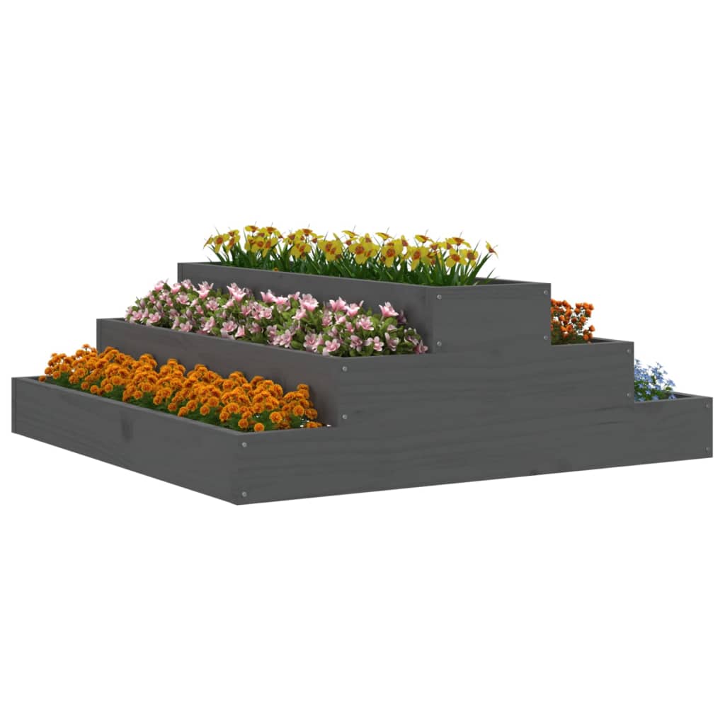 Vidaxx Pflanzgefäß 80x80x27 cm massives Kiefernholz grau