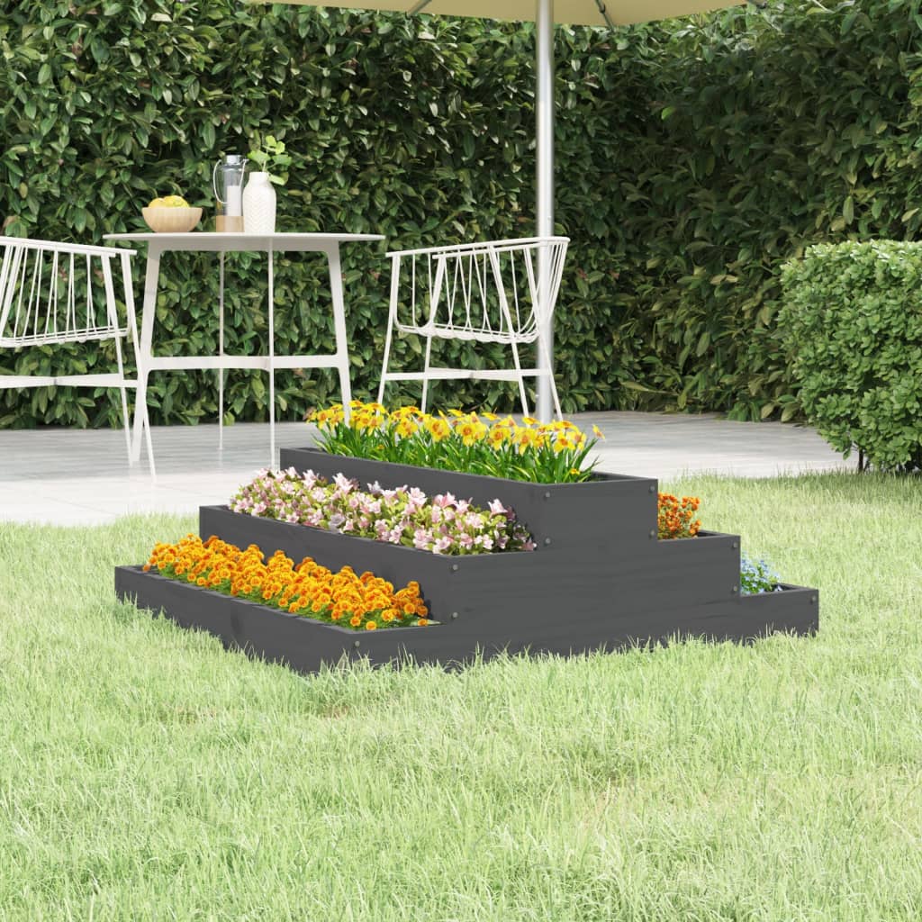 Vidaxx Pflanzgefäß 80x80x27 cm massives Kiefernholz grau