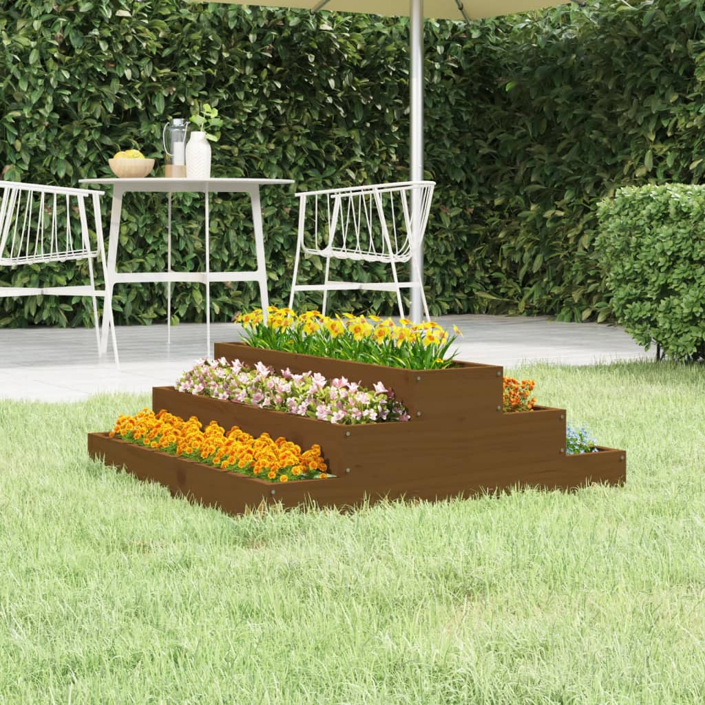 Vidaxx Pflanzgefäß 80x80x27 cm massives Kiefernholz honigbraun