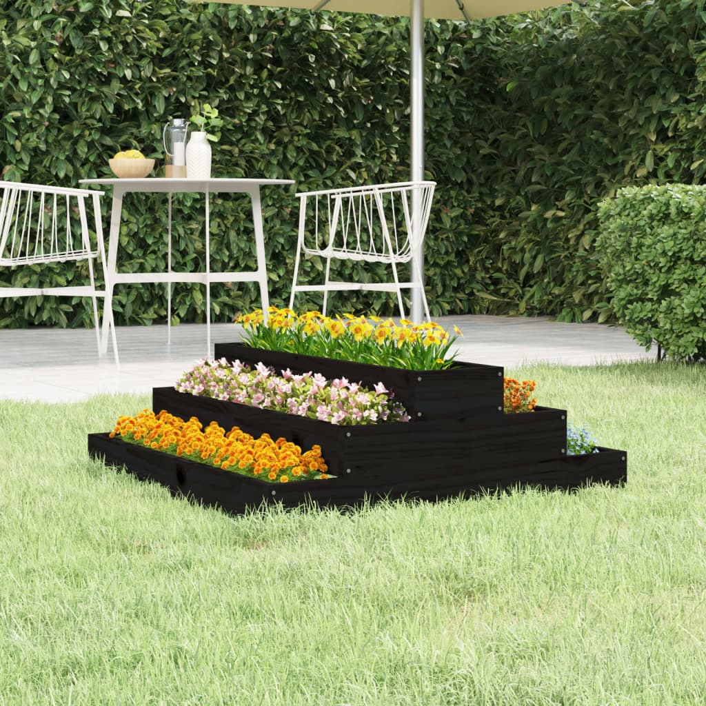 Vidaxx Pflanzgefäß 80x80x27 cm massives Kiefernholz schwarz
