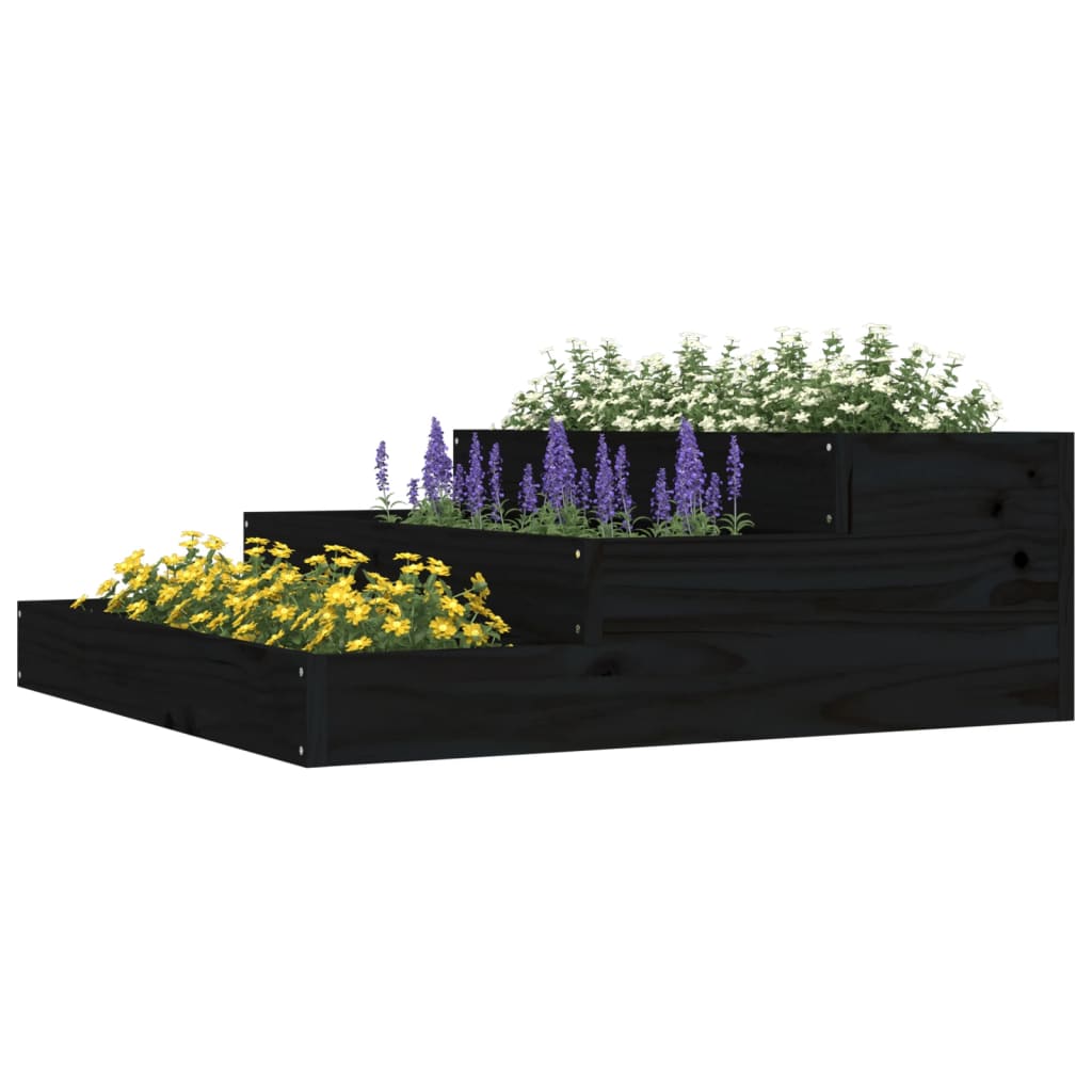 Vidaxx Pflanzgefäß 78x78x27 cm massives Kiefernholz schwarz