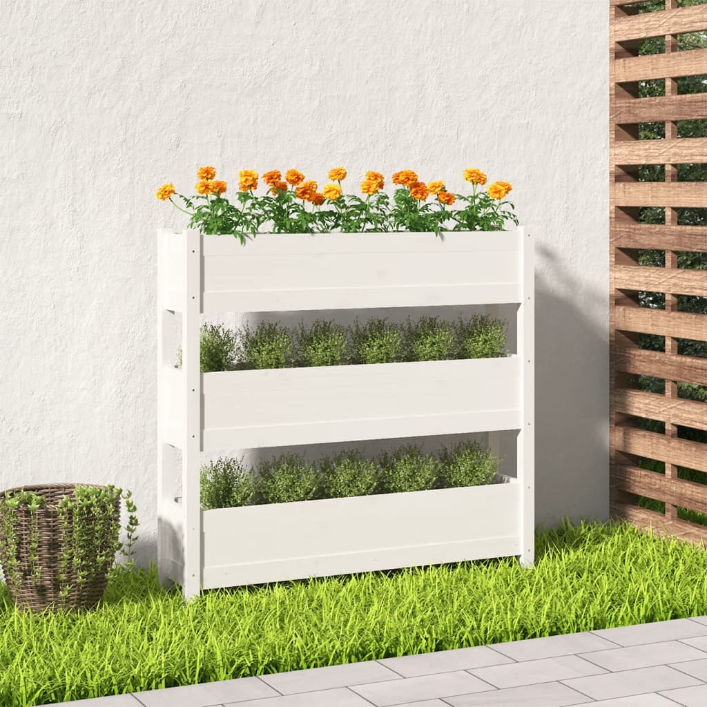 Vidaxx Pflanzgefäß 112x25x104,5 cm massives Kiefernholz weiß