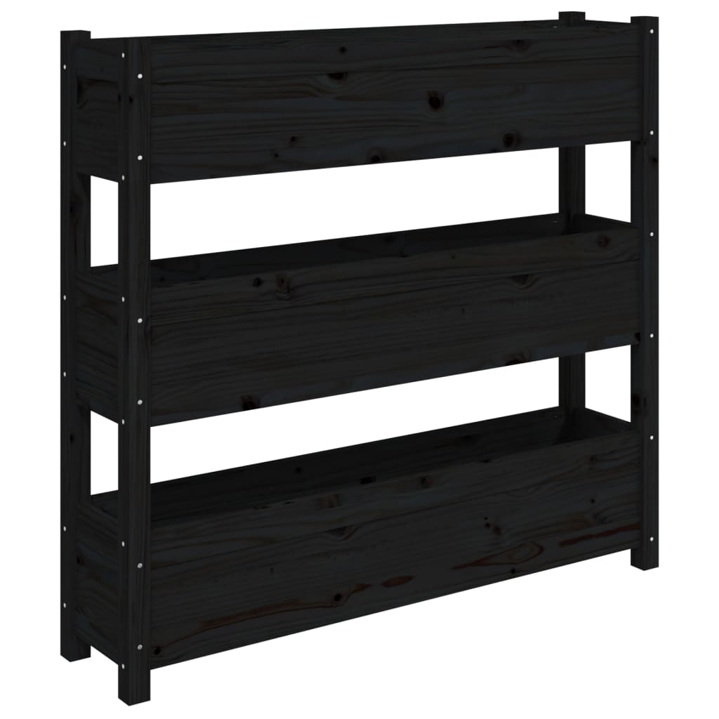 Vidaxx Pflanzgefäß 112x25x104,5 cm massives Kiefernholz schwarz