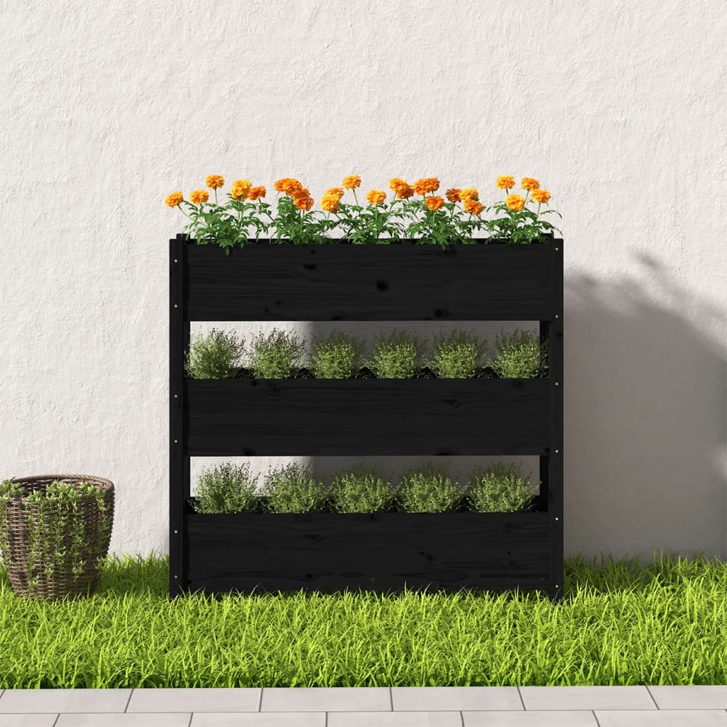 Vidaxx Pflanzgefäß 112x25x104,5 cm massives Kiefernholz schwarz
