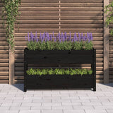 VidaXL Pflanzgefäß 112x25x66 cm massives Kiefernholz schwarz