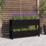 VidaXL Pflanzgefäß 112x25x66 cm massives Kiefernholz schwarz