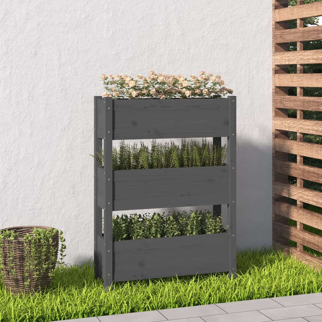 Vidaxx Pflanzgefäß 77x25x104,5 cm massives Kiefernholz grau
